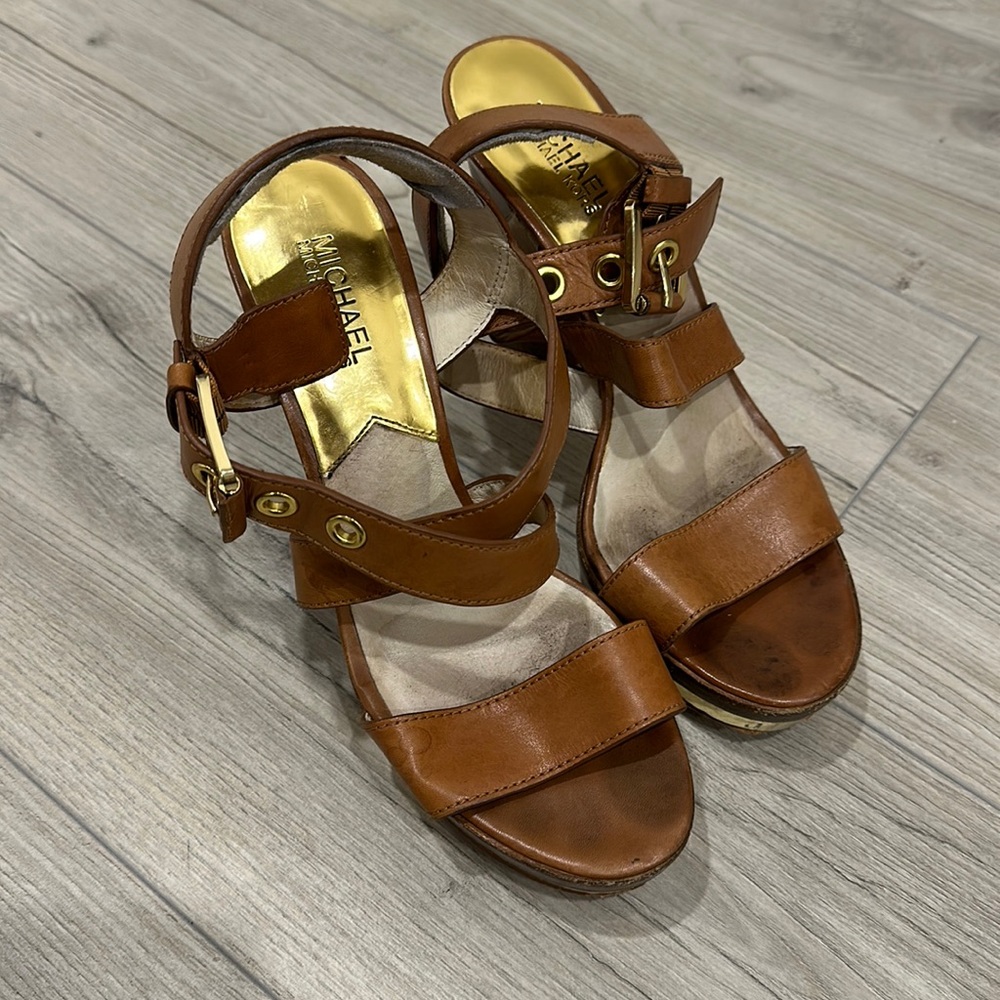 Michael kors leather high heels sandals